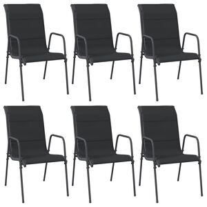 vidaXL Garden Chairs 6 pcs Steel and Textilene Black