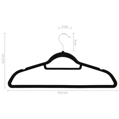 vidaXL 20 pcs Clothes Hanger Set Anti-slip Black Velvet, black vidaXL 20 pcs Clothes Hanger Set Anti-slip Black Velvet