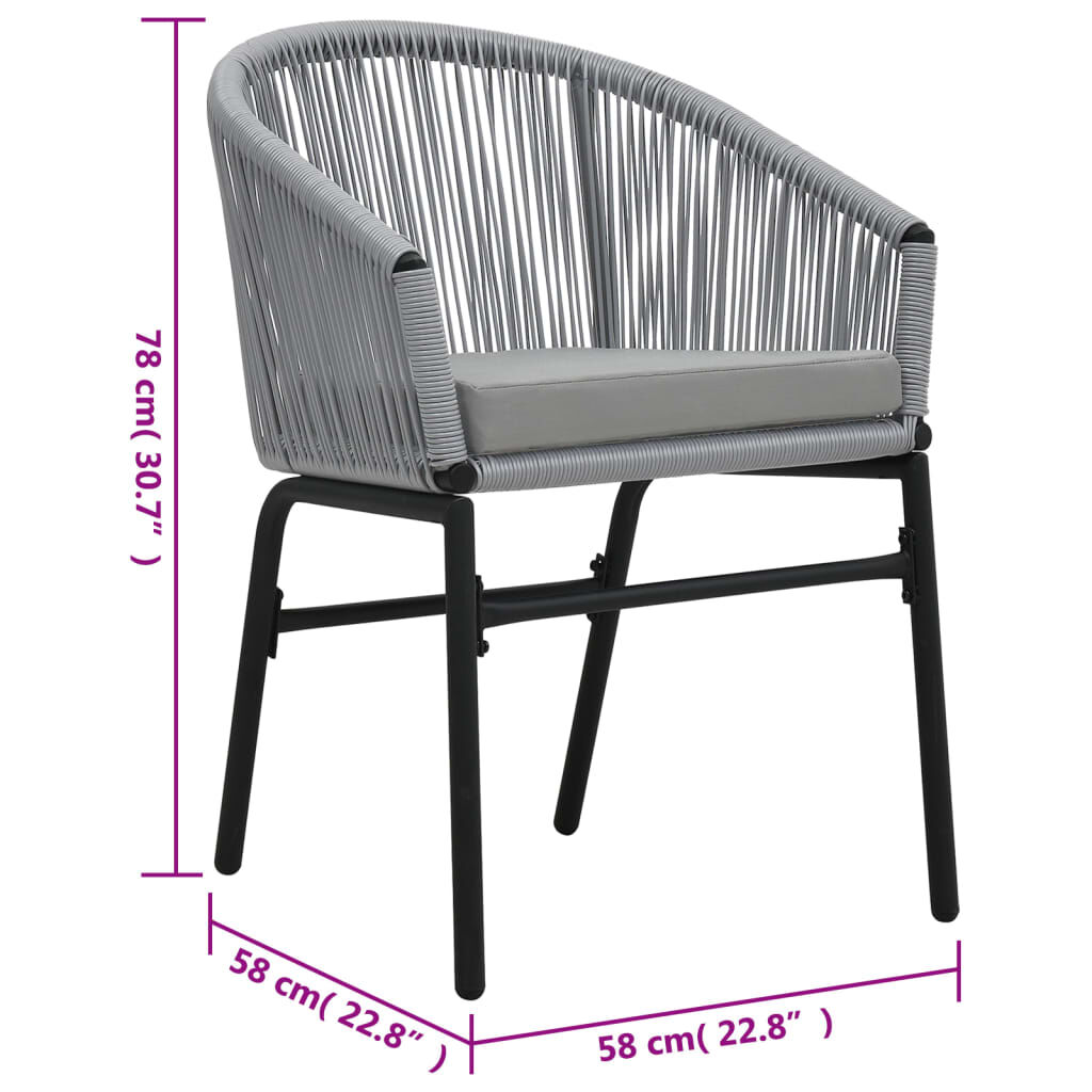 vidaXL 3 Piece Bistro Set with Cushions PE Rattan Grey