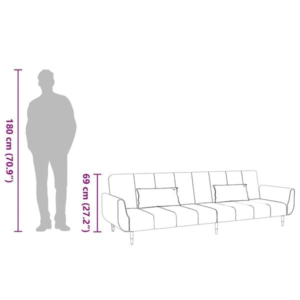 vidaXL 2-Seater Sofa Bed with Two Pillows Black Velvet