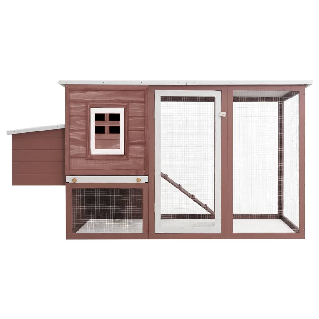 vidaXL Outdoor Chicken Cage Hen House with 1 Egg Cage Brown Wood, brown vidaXL Outdoor Chicken Cage Hen House with 1 Egg Cage Brown Wood