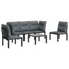vidaXL 6 Piece Garden Lounge Set Black and Grey Poly Rattan