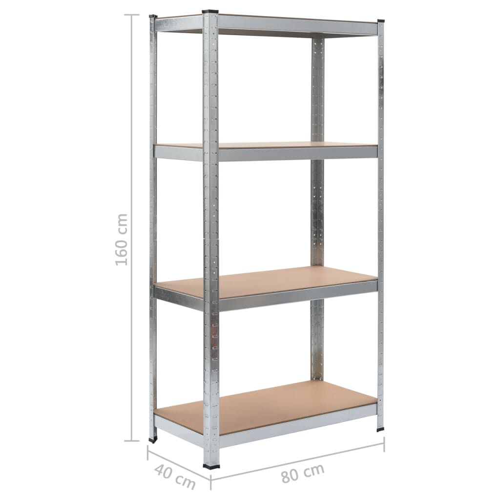 vidaXL Storage Shelves 2 pcs Silver 80x40x160 cm Steel and MDF