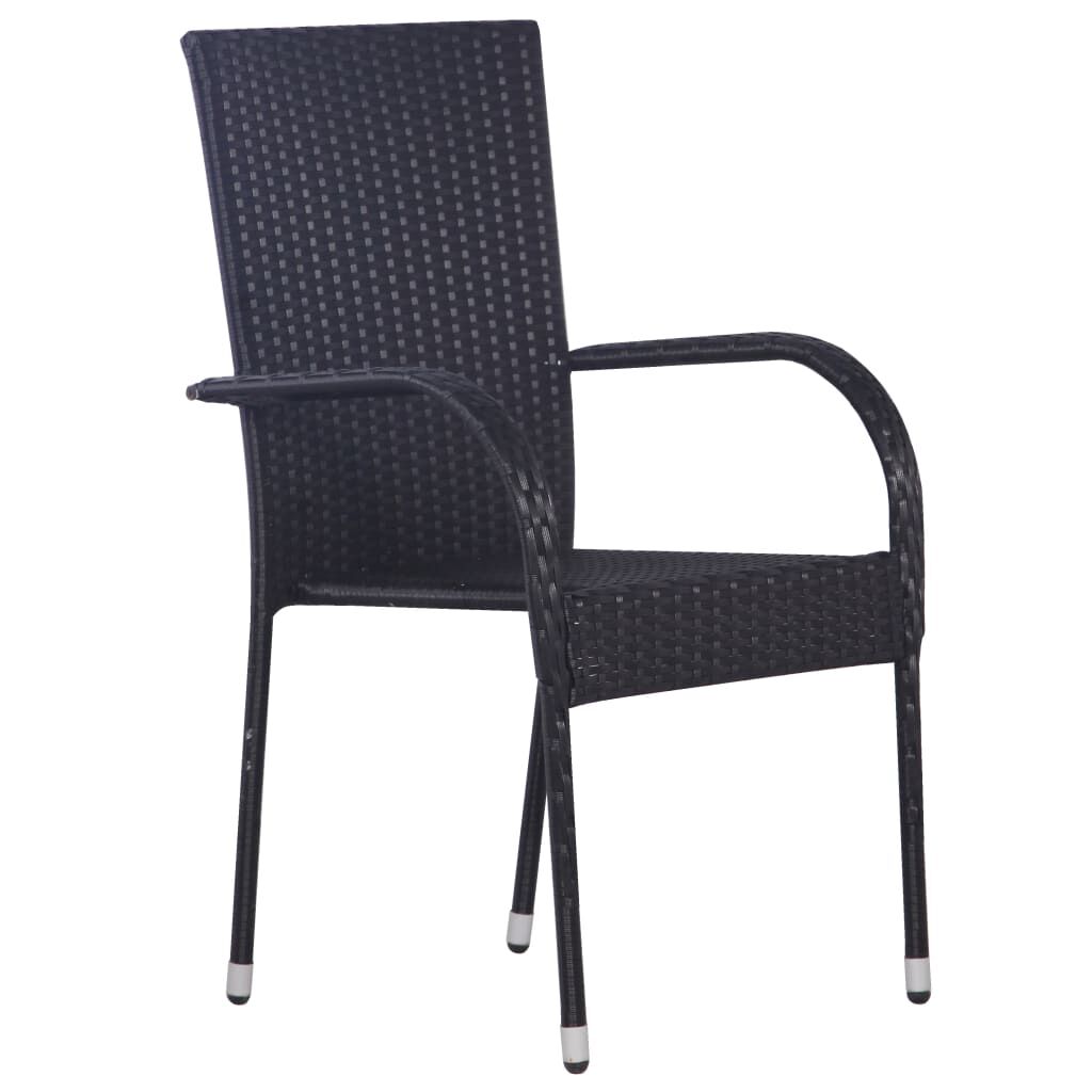 vidaXL 9 Piece Garden Dining Set Poly Rattan Black