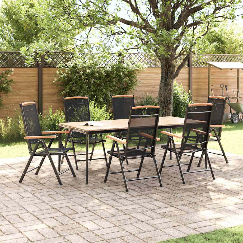 vidaXL Folding Garden Chairs 6 pcs Textilene Black