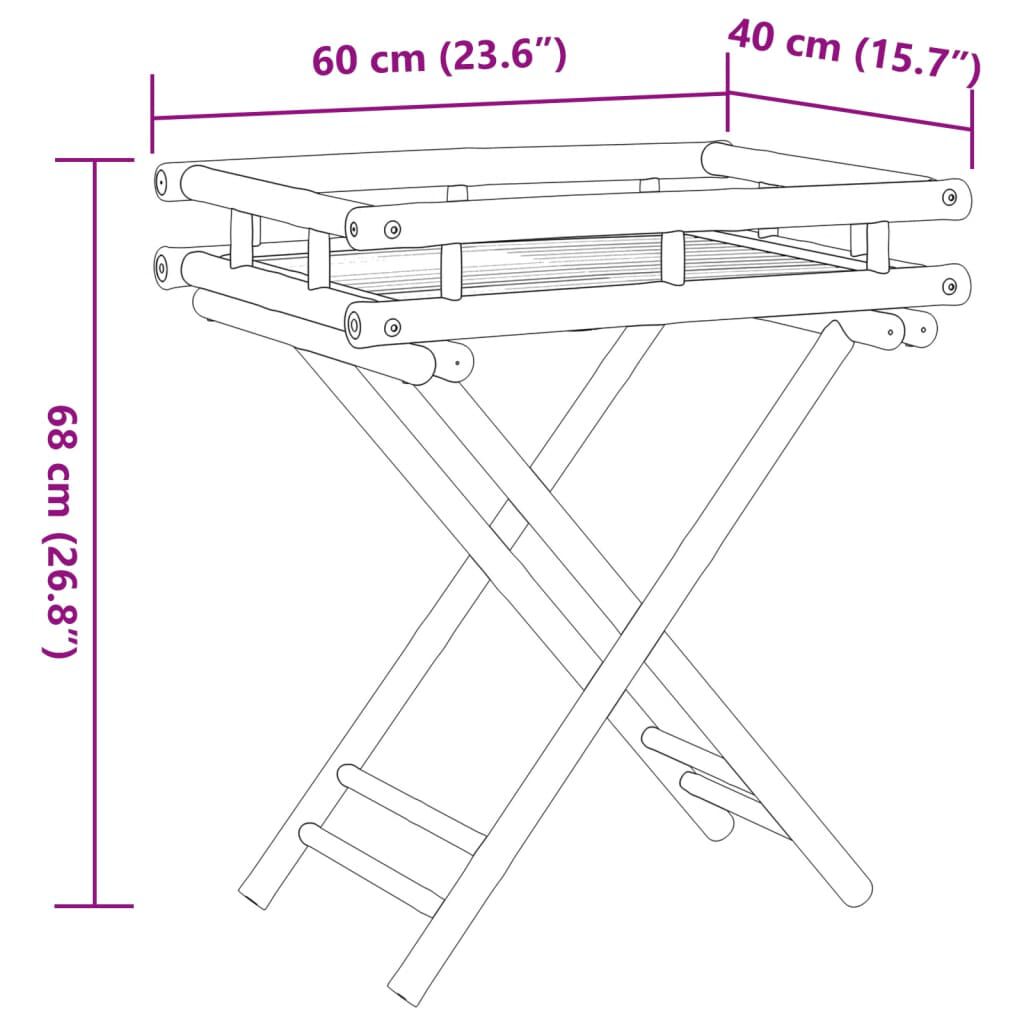 vidaXL Folding Tray Table 60x40x68 cm Bamboo