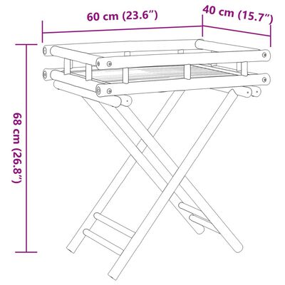 vidaXL Folding Tray Table 60x40x68 cm Bamboo,  vidaXL Folding Tray Table 60x40x68 cm Bamboo