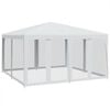 vidaXL Party Tent with 8 Mesh Sidewalls White 4x4 m HDPE