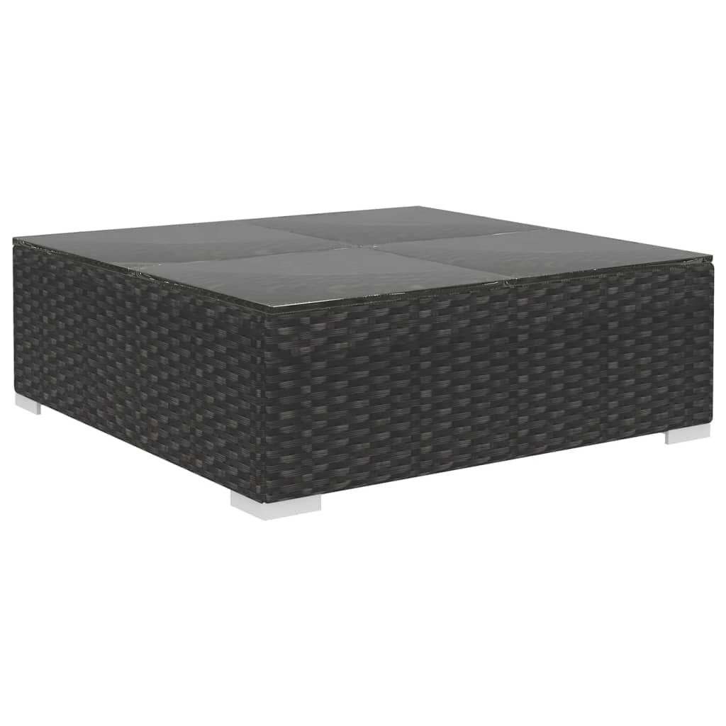 vidaXL 7 Piece Garden Lounge Set Black with Cushions Poly Rattan