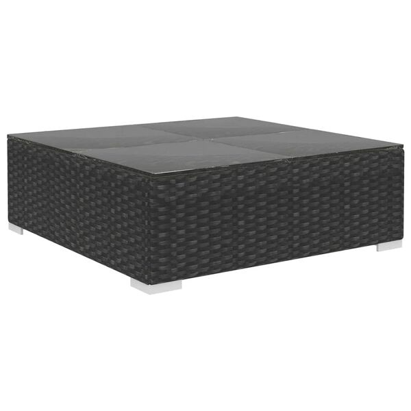 vidaXL 7 Piece Garden Lounge Set Black with Cushions Poly Rattan