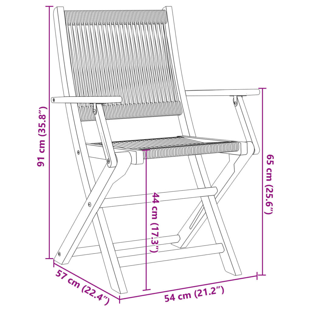 vidaXL Garden Chairs 2 pcs Black Solid Wood Acacia and Polypropylene