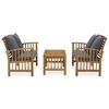 vidaXL 3 Piece Garden Lounge Set with Cushions Solid Acacia Wood (310261+310264)
