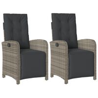vidaXL Reclining Garden Chairs 2 pcs with Footrest Grey Poly Rattan, grey vidaXL Reclining Garden Chairs 2 pcs with Footrest Grey Poly Rattan