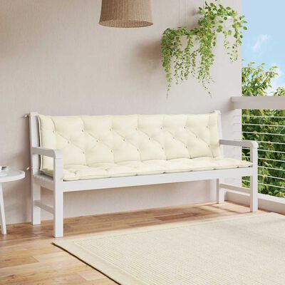 vidaXL Garden Bench Cushion Cream White 200x(50+50)x7cm Oxford Fabric, cream vidaXL Garden Bench Cushion Cream White 200x(50+50)x7cm Oxford Fabric