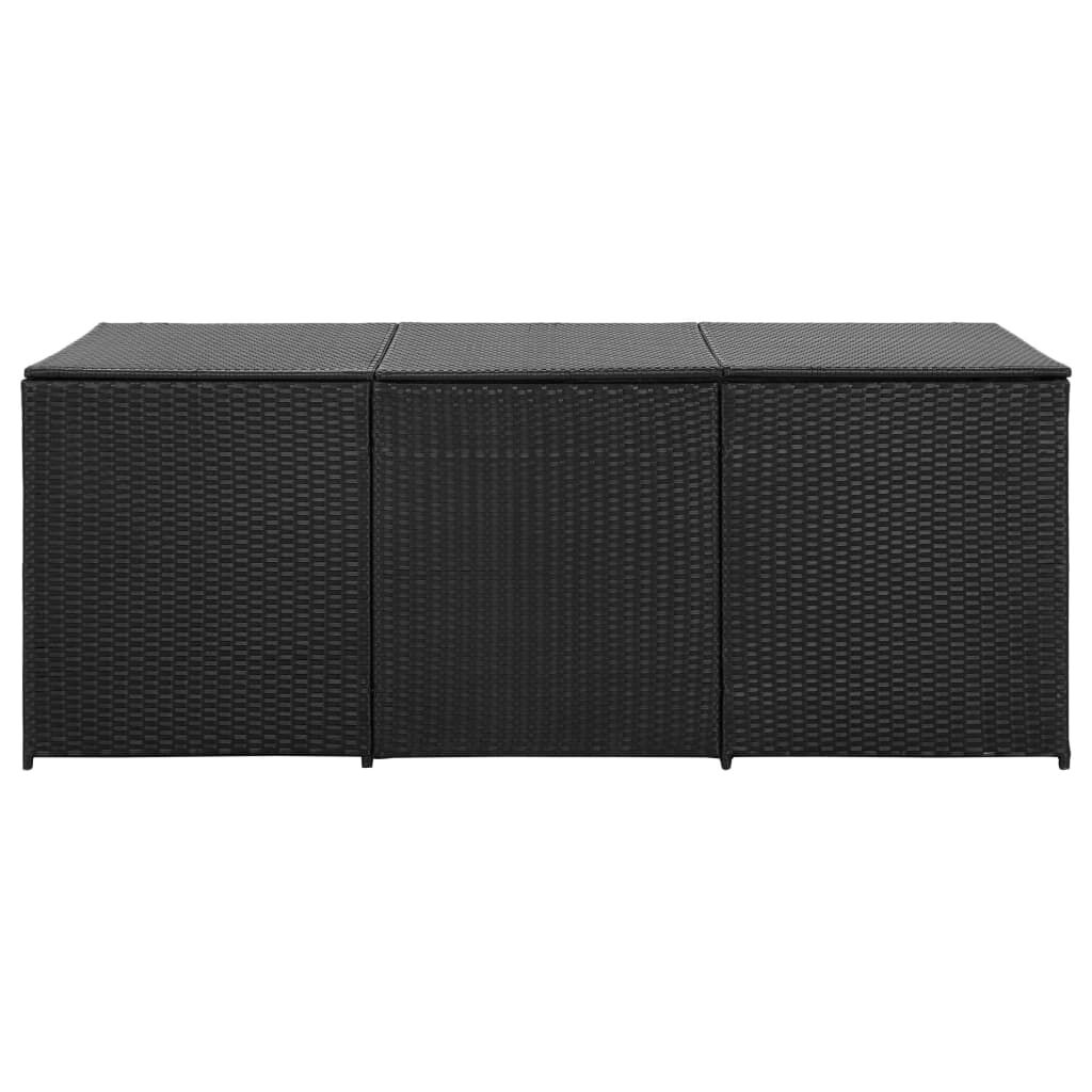 vidaXL Garden Storage Box Poly Rattan 180x90x70 cm Black