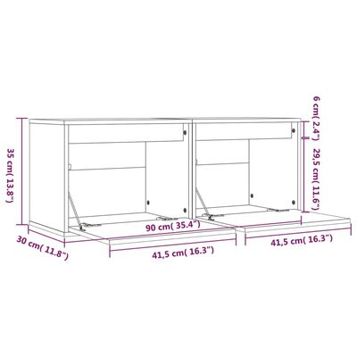 vidaXL Wall Cabinets 2 pcs White 45x30x35 cm Solid Pinewood