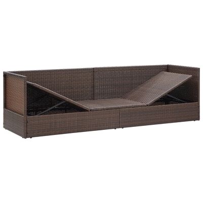 vidaXL Garden Bed with Cushion & Pillows Poly Rattan Brown, brown vidaXL Garden Bed with Cushion & Pillows Poly Rattan Brown