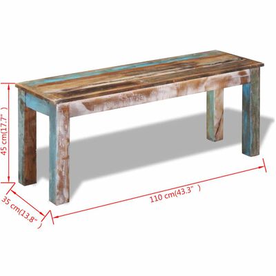vidaXL Bench Solid Reclaimed Wood 110x35x45 cm,  vidaXL Bench Solid Reclaimed Wood 110x35x45 cm