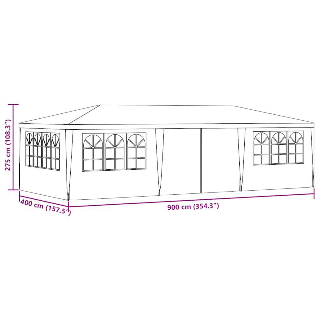 vidaXL Professional Party Tent with Side Walls 4x9 m Blue 90 g/m?
