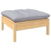vidaXL 3 Piece Garden Lounge Set with Grey Cushions Solid Pinewood