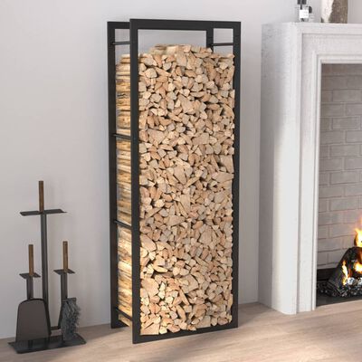 vidaXL Firewood Rack Matt Black 50x28x132 cm Steel, black vidaXL Firewood Rack Matt Black 50x28x132 cm Steel