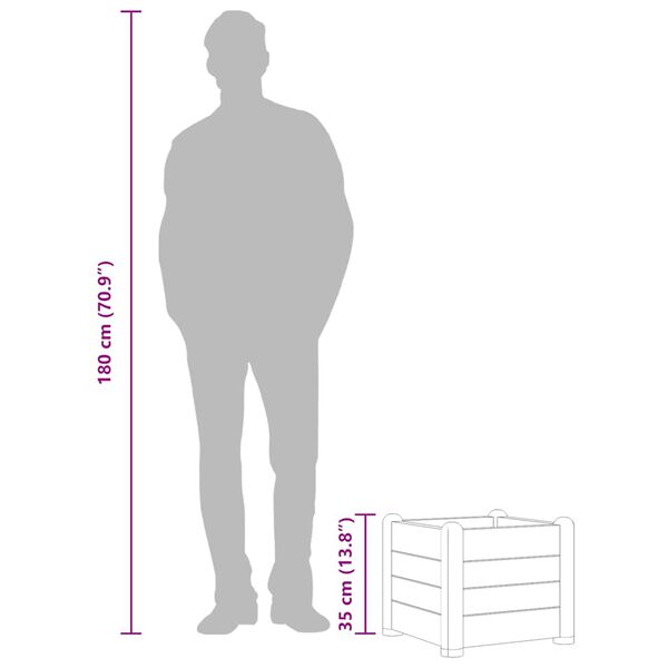 vidaXL Garden Raised Bed PP Anthracite 43x43x35 cm