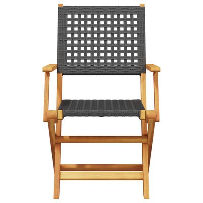 vidaXL Garden Chairs 2 pcs Black Solid Wood Acacia and Poly Rattan