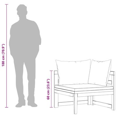 vidaXL Corner Sofa with Cream White Cushions Solid Acacia Wood, cream white vidaXL Corner Sofa with Cream White Cushions Solid Acacia Wood