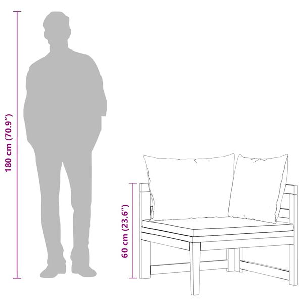 vidaXL Corner Sofa with Cream White Cushions Solid Acacia Wood