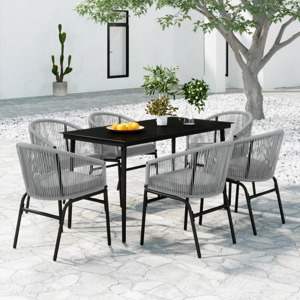 vidaXL 7 Piece Garden Dining Set Grey