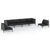 vidaXL 6 Piece Garden Lounge Set with Cushions Poly Rattan Dark Grey