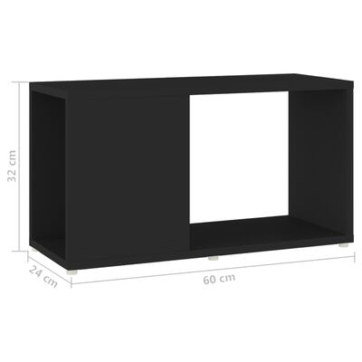vidaXL TV Cabinet Black 60x24x32cm Engineered Wood, black vidaXL TV Cabinet Black 60x24x32cm Engineered Wood