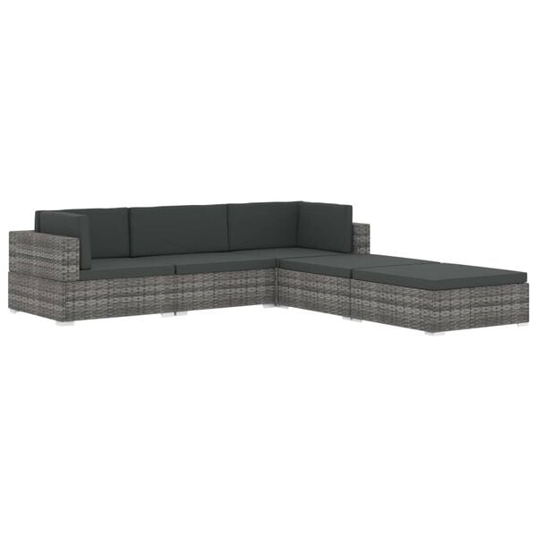 vidaXL Sectional Middle Seat 1 pc with Cushions Poly Rattan Grey
