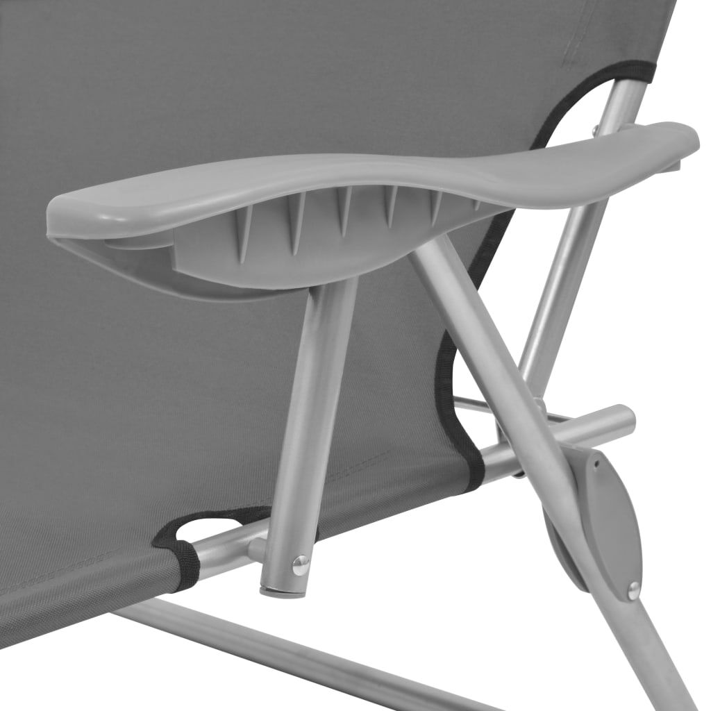 vidaXL Sun Lounger with Canopy Steel Grey