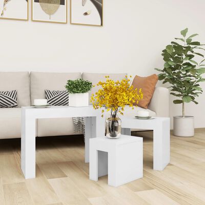vidaXL Nesting Coffee Tables 3 pcs White Engineered Wood, white vidaXL Nesting Coffee Tables 3 pcs White Engineered Wood