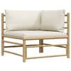 vidaXL 2 Piece Garden Lounge Set with Cream White Cushions Bamboo