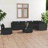 vidaXL 7 Piece Garden Lounge Set with Cushions Poly Rattan Black