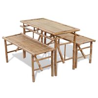 vidaXL Beer Table with 2 Benches 100 cm Bamboo,  vidaXL Beer Table with 2 Benches 100 cm Bamboo