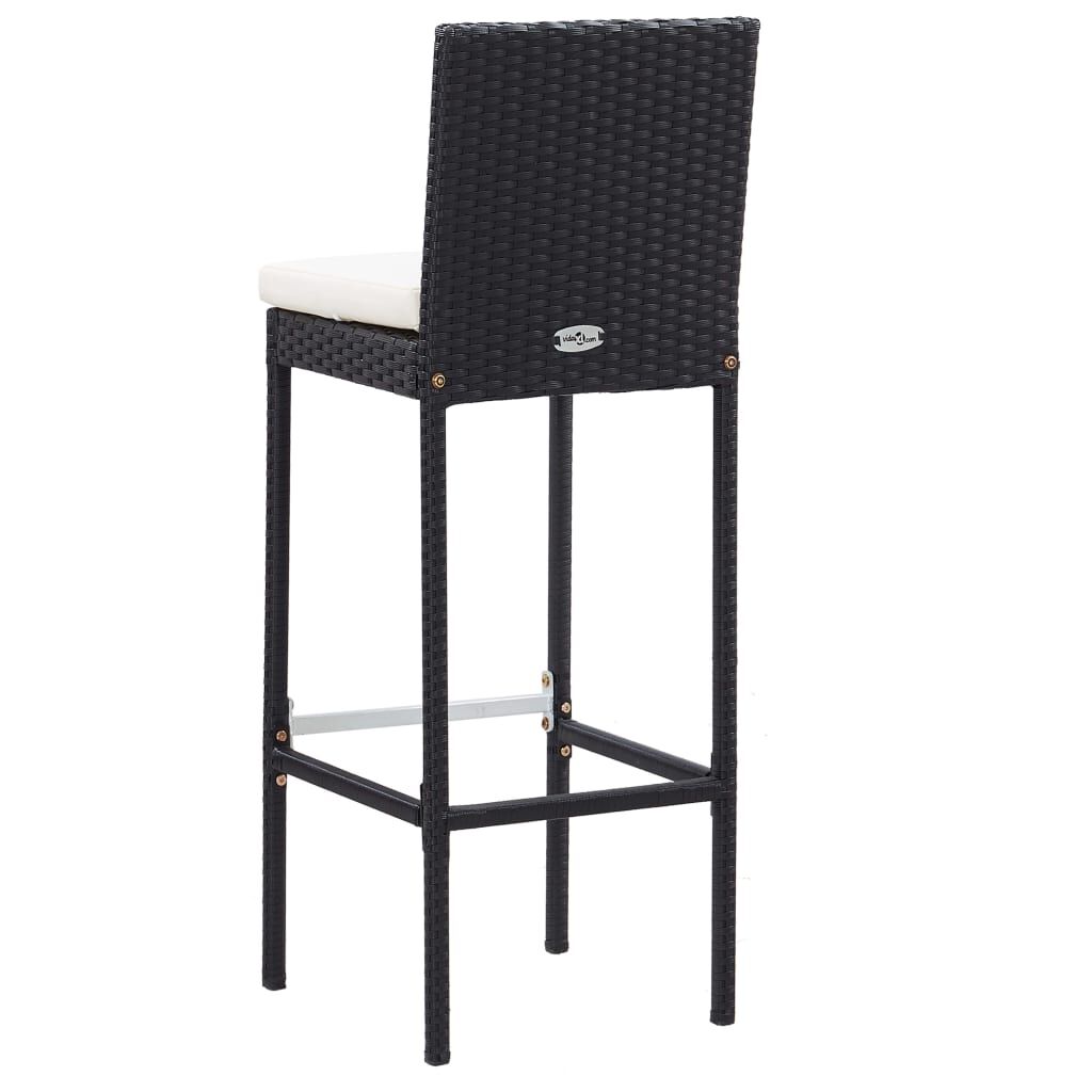 vidaXL 7 Piece Outdoor Bar Set with Cushions Poly Rattan Black