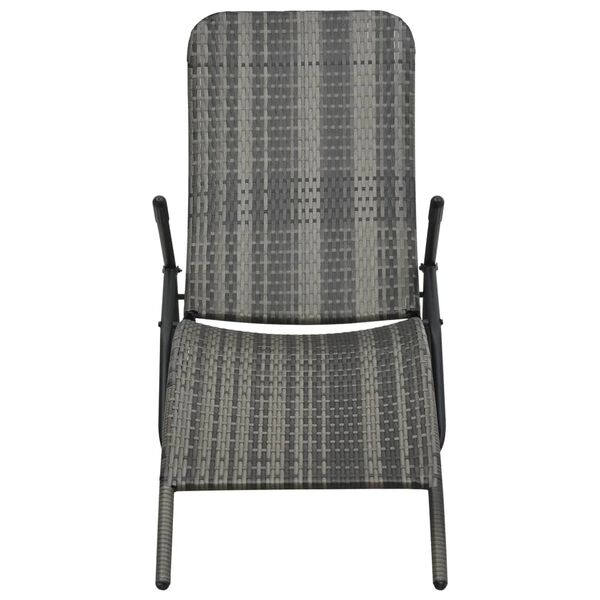 vidaXL Folding Sun Lounger Poly Rattan Grey