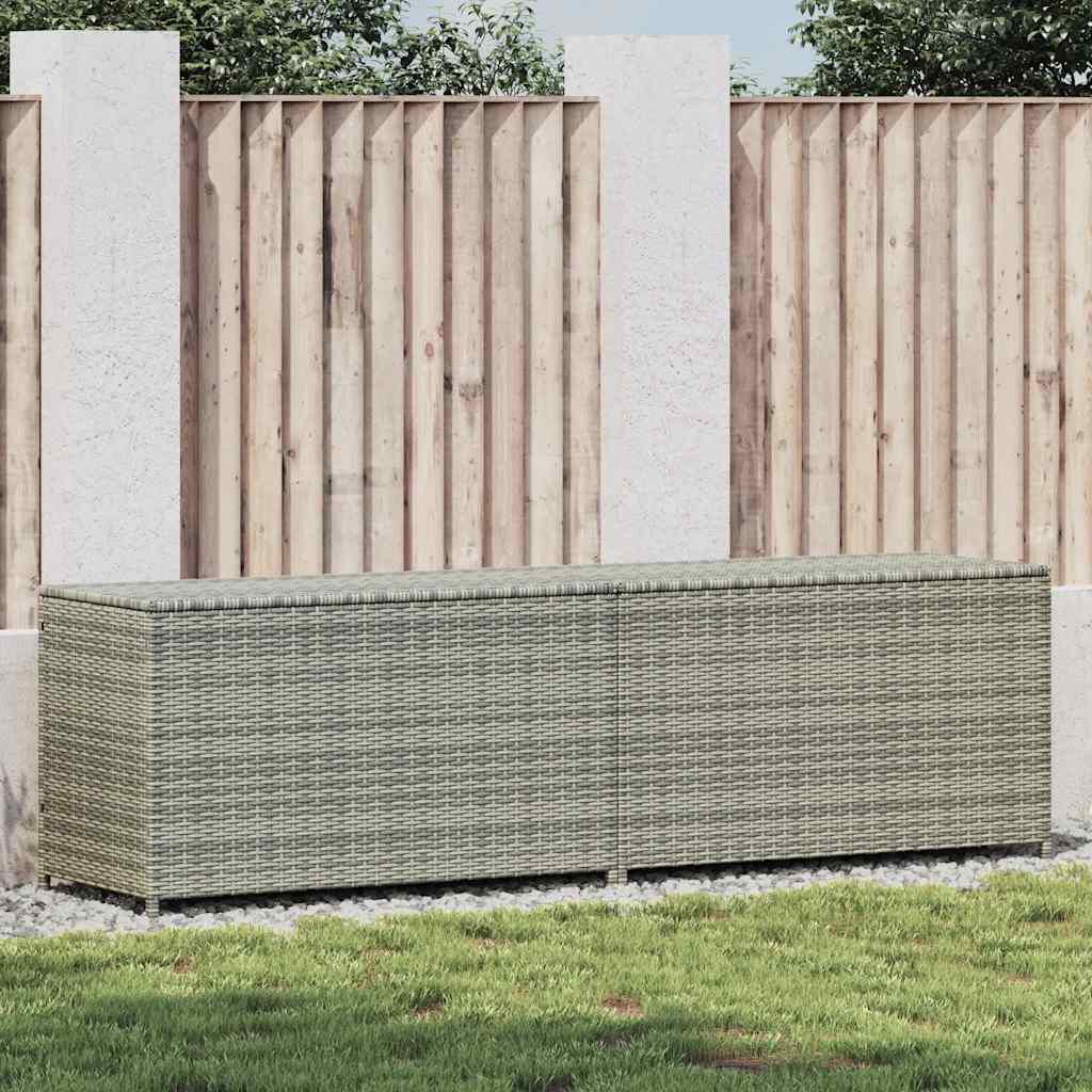vidaXL Garden Storage Box Poly Rattan 200x50x60 cm Grey