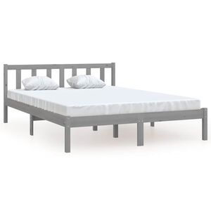 vidaXL Bed Frame without Mattress Grey Solid Wood 160x200 cm