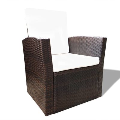 vidaXL 4 Piece Garden lounge set with Cushions Poly Rattan Brown, brown vidaXL 4 Piece Garden lounge set with Cushions Poly Rattan Brown