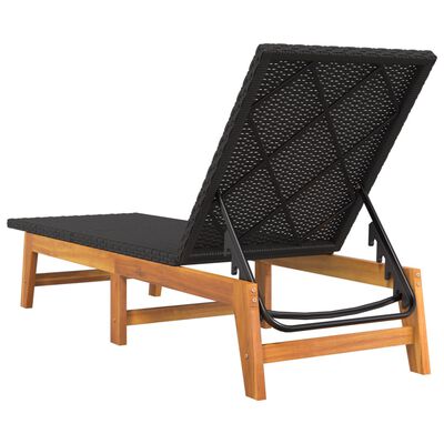 vidaXL Sun Lounger with Table Poly Rattan and Solid Wood Acacia,  vidaXL Sun Lounger with Table Poly Rattan and Solid Wood Acacia