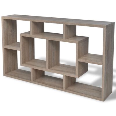 vidaXL Floating Wall Display Shelf 8 Compartments Oak Colour, oak vidaXL Floating Wall Display Shelf 8 Compartments Oak Colour
