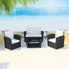 vidaXL 4 Piece Garden lounge set with Cushions Poly Rattan Black