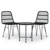 vidaXL 3 Piece Garden Dining Set Black Poly Rattan