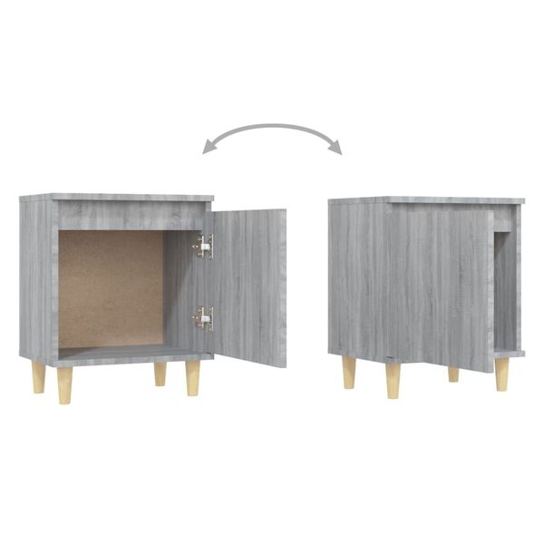 vidaXL Bed Cabinet with Solid Wood Legs Grey Sonoma 40x30x50 cm