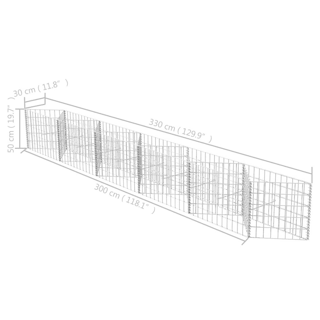 vidaXL Gabion Basket Galvanised Steel 300x30x50 cm