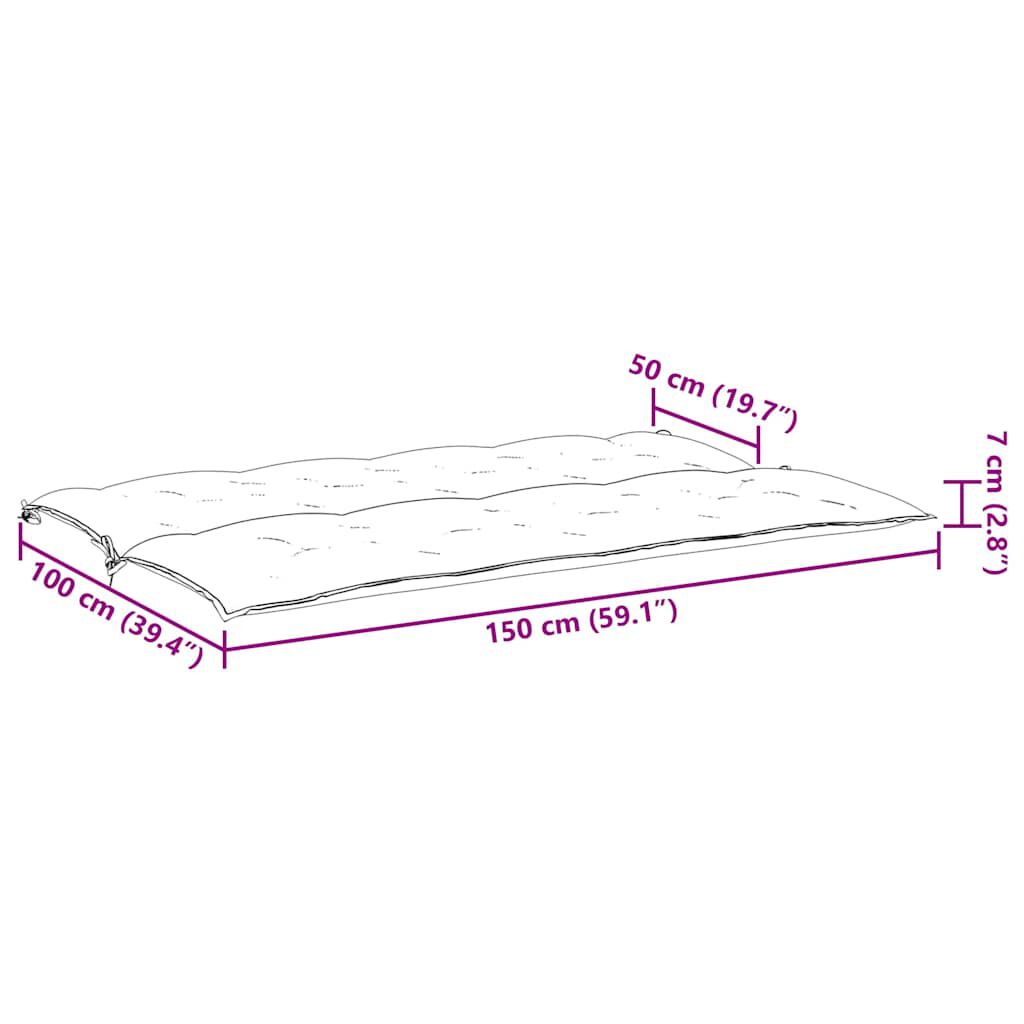 vidaXL Garden Bench Cushion Anthracite 150x(50+50)x7cm Oxford Fabric